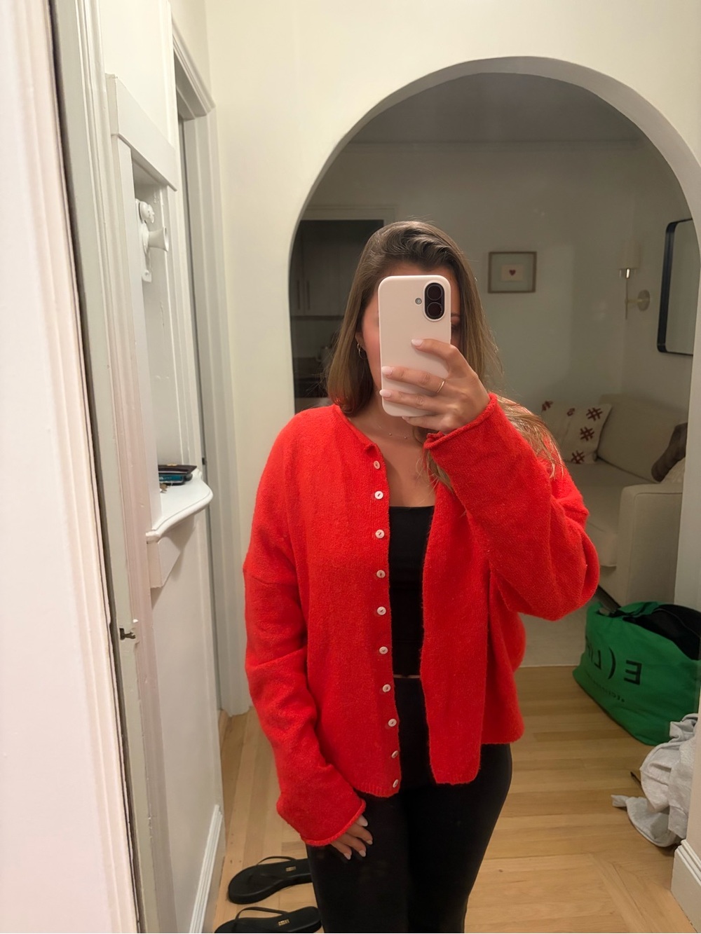 Isalis Red Button-Up Women's Sweater Cardigan